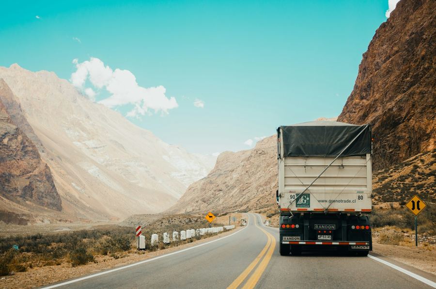 Freight truck on a highway delivering shipments